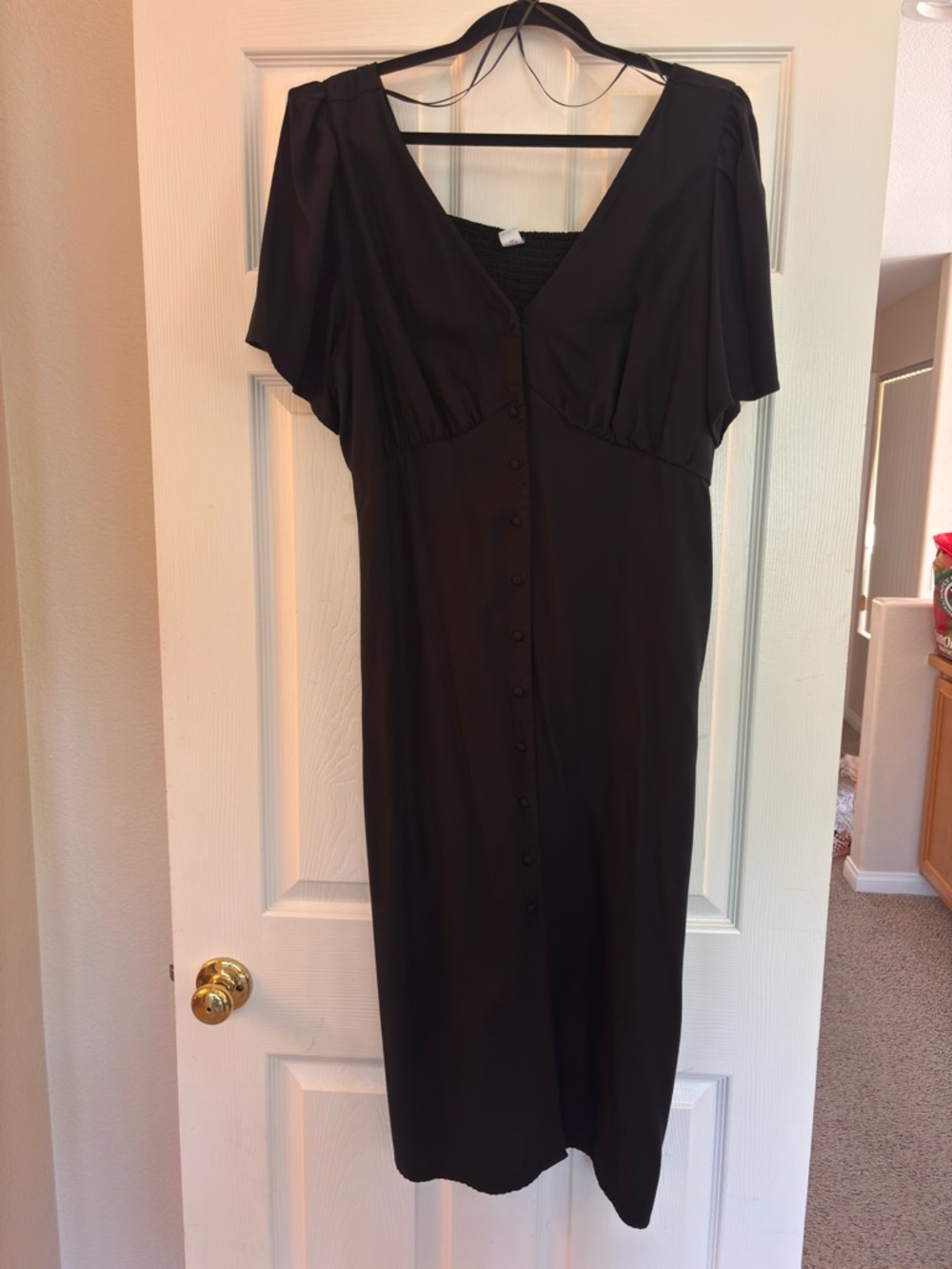 Old Navy Black Button-Front V-Neck Midi Dress
